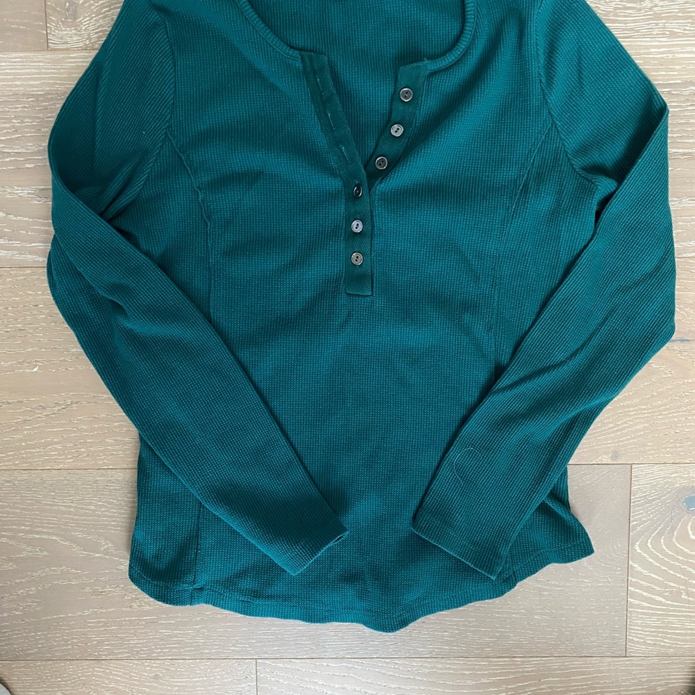 Lee Teal Waffle Knit Top